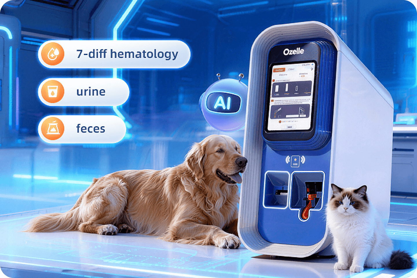 Análisis compactos de hematología, orina y heces